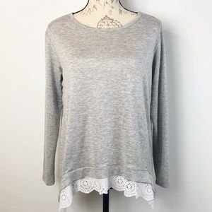 Pebble & Stone Top Long Sleeve Shirt Gray Layered